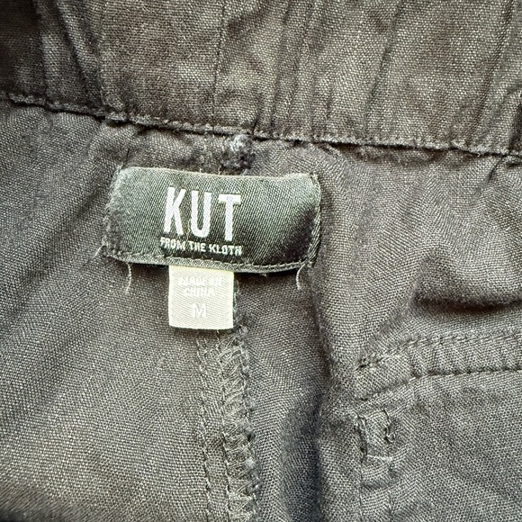 KUT From The Kloth Linen Blend Carpenter Shorts Size Medium Black - Picture 3 of 4
